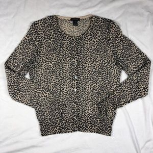 Cheetah print 100% cashmere cardigan